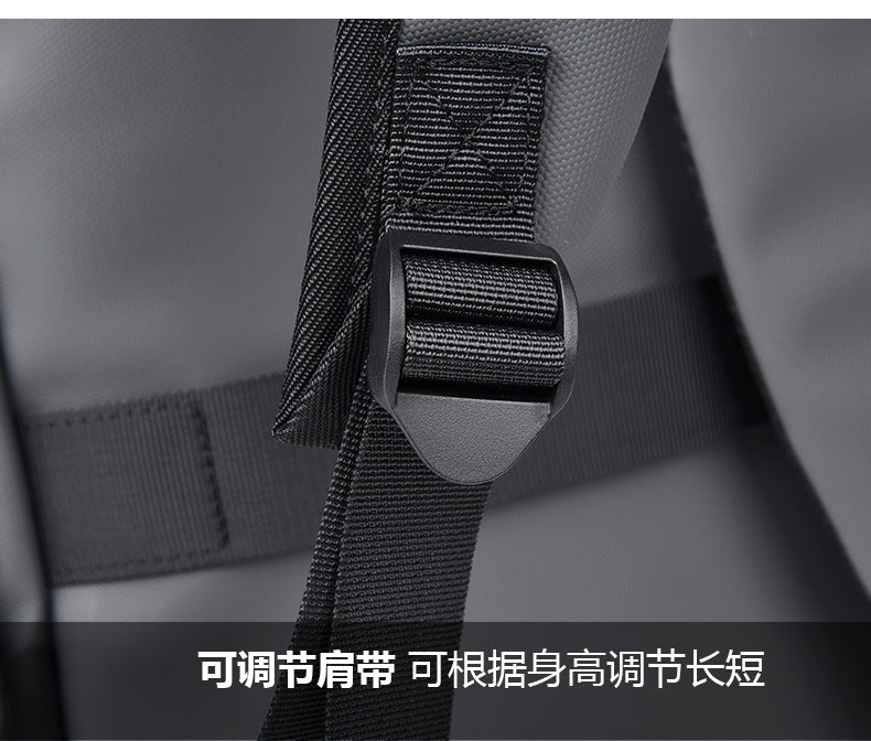 跨境新款商务背包男士双肩包大容量旅行电脑包工装机能包潮流PU皮