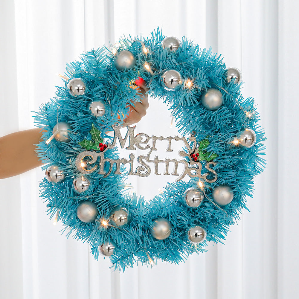 Blue Artificial Christmas Wreath Merry Christmas Signs and Balls festival Decoration Door Wall Hanging individuality Wreath