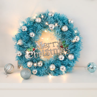 Blue Artificial Christmas Wreath Merry Christmas Signs and Balls festival Decoration Door Wall Hanging individuality Wreath