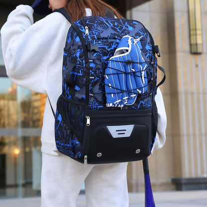 New Floral Waterproof Nylon Sports Bag for Rugby, Baseball & Hockey, Separate Shoe Compartment, Also for Handball