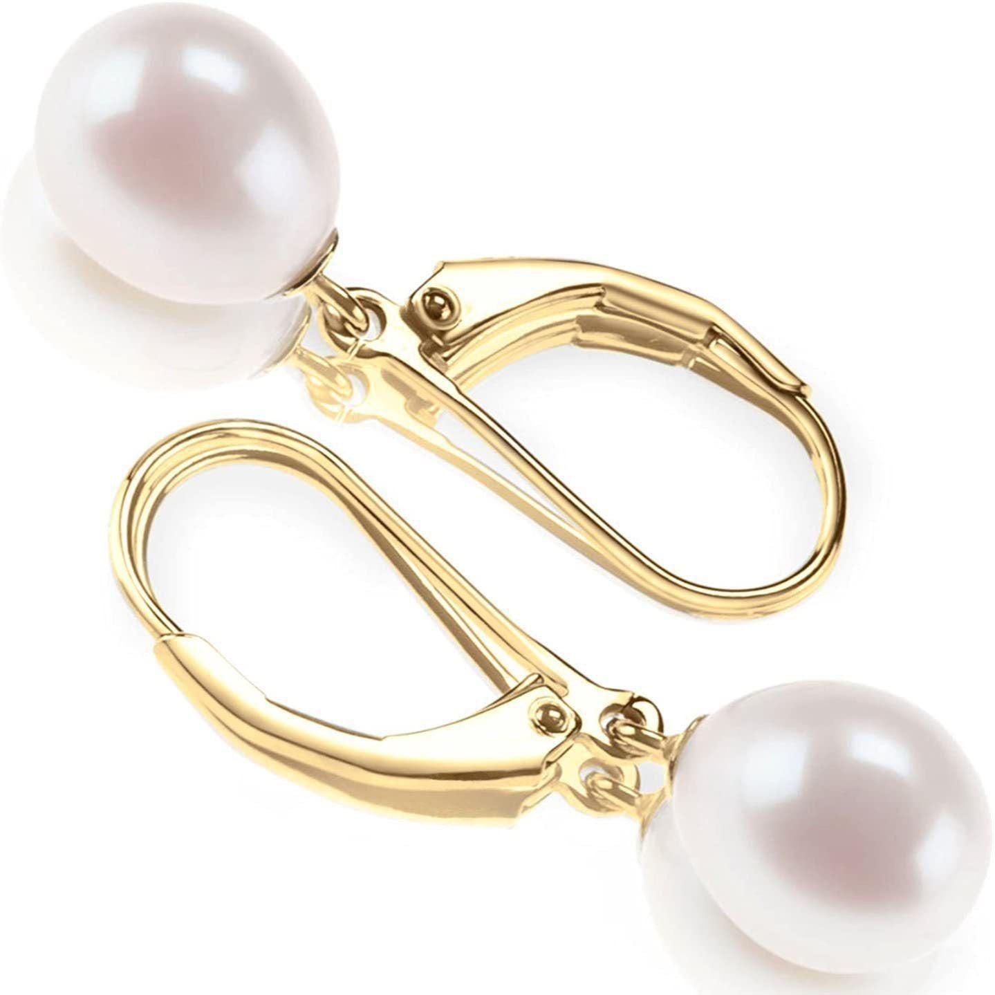 White Oval Freshwater Pearl Earrings elegant Exquisite Dangle Women Girls Jewelry Gift Fashion Charming  Stud