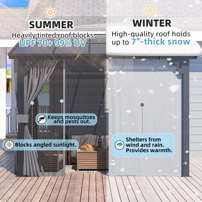 10’ x 10’ Gazebo, Wall Mounted Gazebos Pergola with Curtains and Mosquito Netting, Enhanced Protective Outdoor, Customized