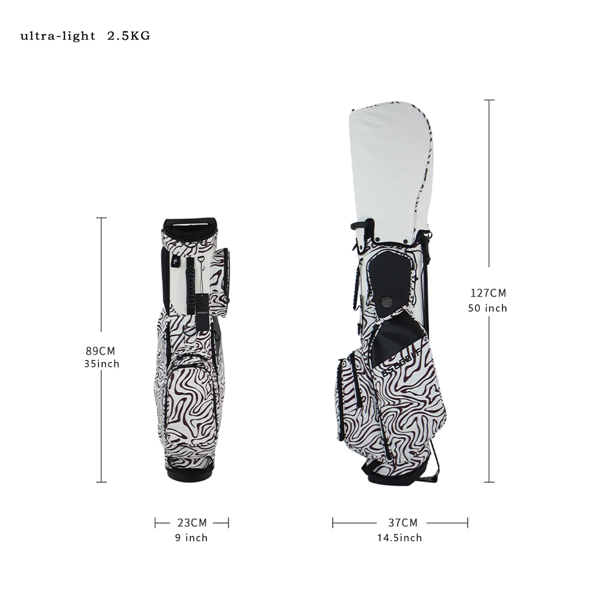 Lightweight Golf Stand Bag 7.5-Inch Small Diameter Full Set of Club Bag 5 Compartments Top Frame High-Quality Synthetic Leather
