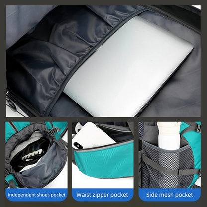 50L Nylon Backpack Camping Bag Outdoor Sport Hiking Trekking Climbing Travel Shoulder Reflective Shoes Luggage Outdoor Men Bag
