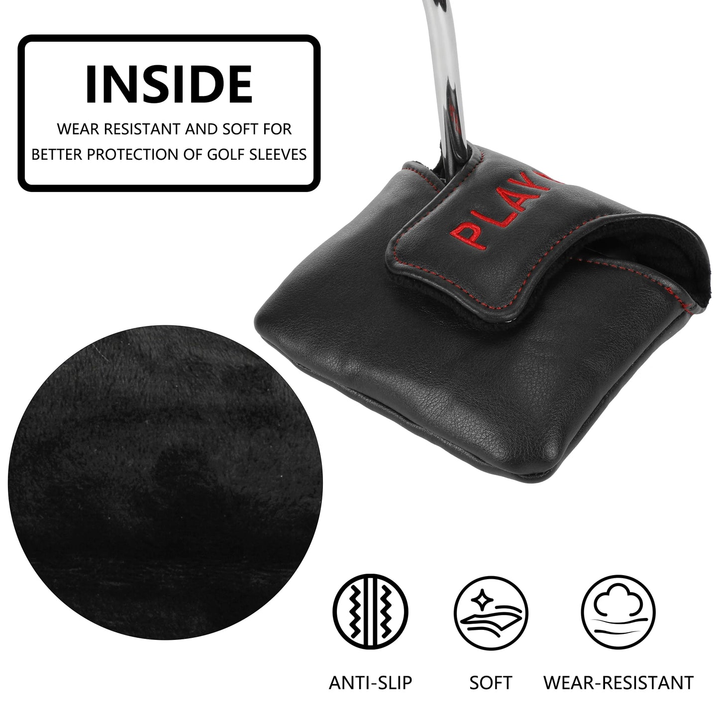 Golf Putter Head Cover With Eye-catching – PU & Wear-Resistant, Soft Velour Lining,Best Gift For Golfers