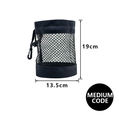 Polyester Golf Ball Storage Bag with Drawstring Closure - Mesh Pocket Design for Easy Organization, Available Gray/Blue/Black
