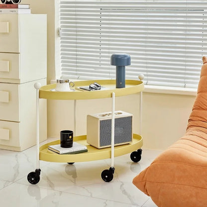 Nordic-Style Mobile Cart Living Room Sofa Side Storage Table Minimalist Home Decor with Wheels Multi-Purpose Coffee Table