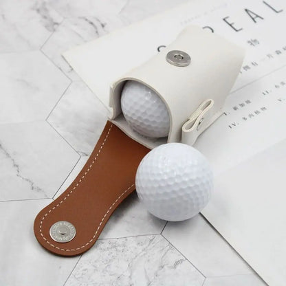 Sports Bag Mini Golf Ball Waist Bag PU Leather 2 Balls Golf Belt Bag Storage Case Metal Buckle Golf Ball Container Waist Carry