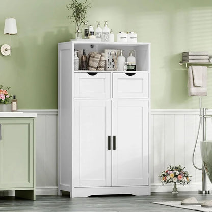 bathroom cabinet with doors and drawers, freestanding bathroom storage cabinet, adjustable shelves, for living room, kitchen, h