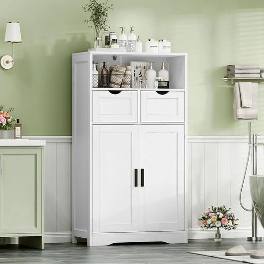 bathroom cabinet with doors and drawers, freestanding bathroom storage cabinet, adjustable shelves, for living room, kitchen, h