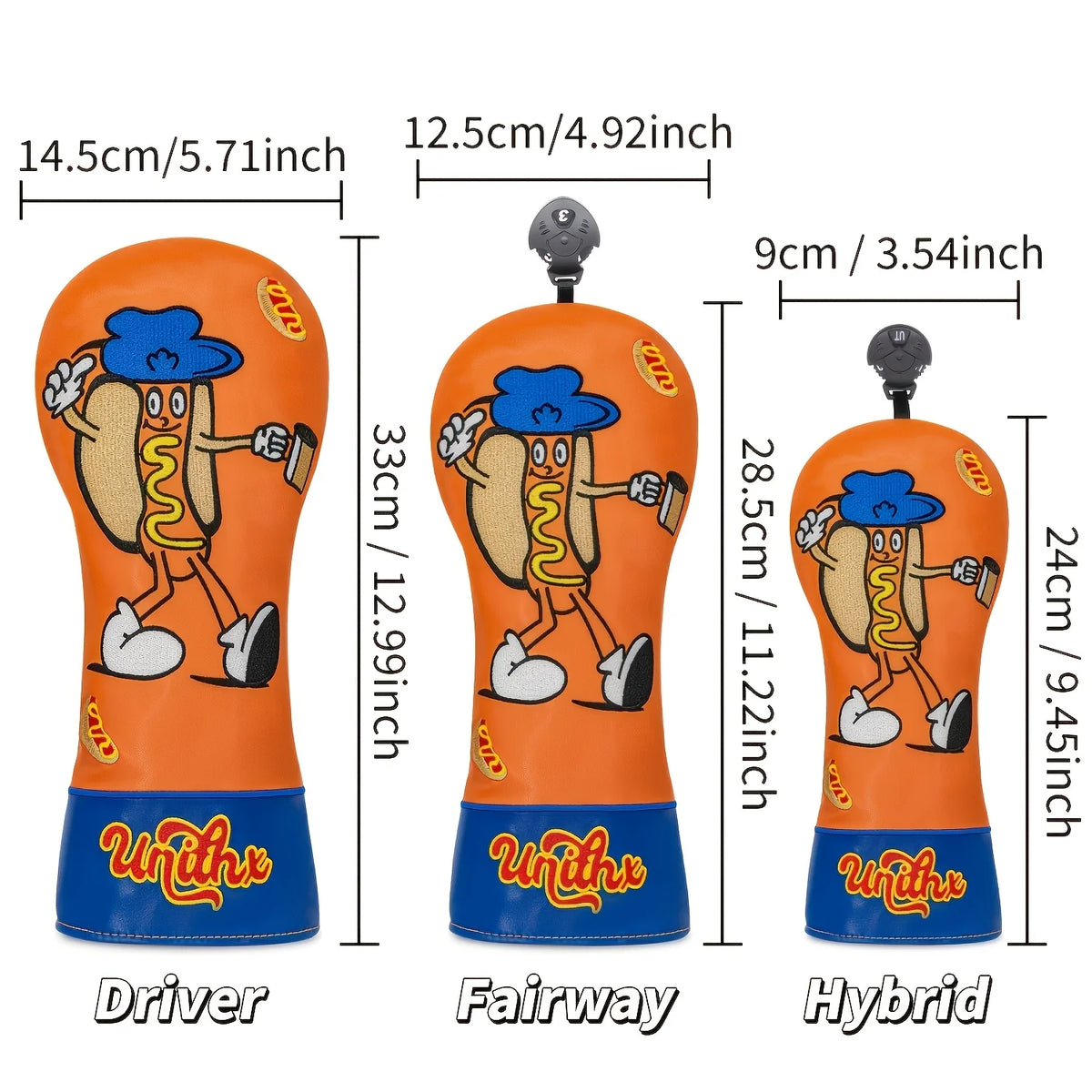 Hot Dog Design Style Golf Club Covers for 1pc/3pcs Driver, Fairway, Hybrids - Head Covers for Golf Clubs,