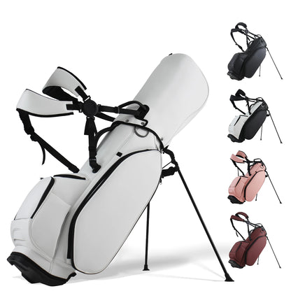 Golf Stand Bag, 7 Dividers Golf Club Bag with Double Shoulder Straps, Eco-Friendly Synthetic Leather, Stand Fix Buckle, 3 Detac