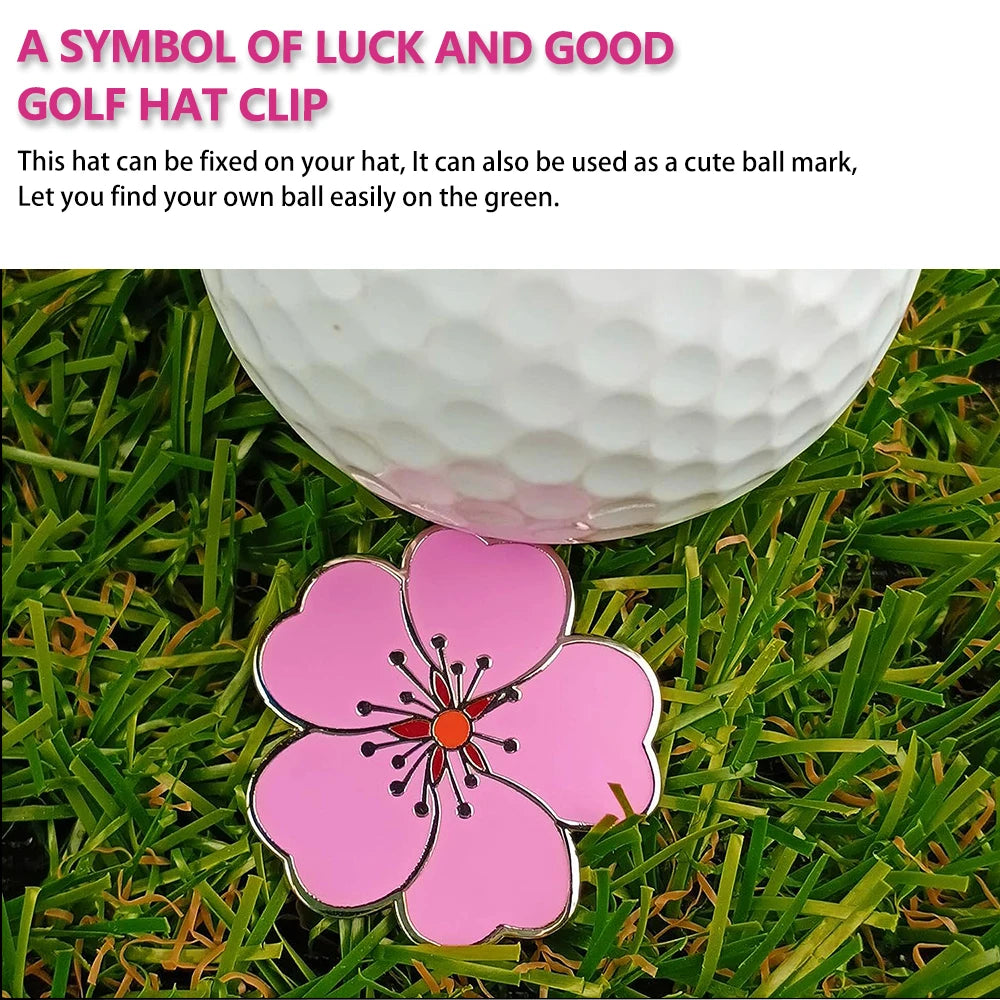 Caiton Rose Flower Golf Hat Clip Magnetic Ball Marker Anti-Rust Cap Belt Clip Accessory Gift for Women Men Golfers Putting Green
