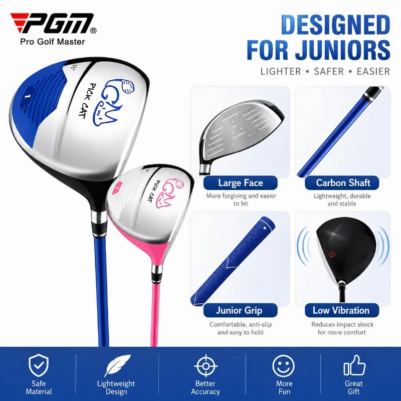 PGM Kids Golf Club Junior Wood Hybrid Club 312 Years Children Beginner Training Right Hand Golf Practice Club