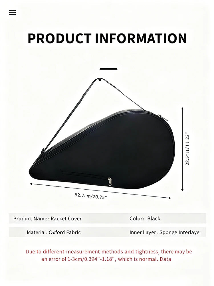 Jusenda Racket Bag, Peak Racket Cover, Wear-Resistant, Waterproof, Thickened Multi-Functional Design, Lightweight Tennis Bag
