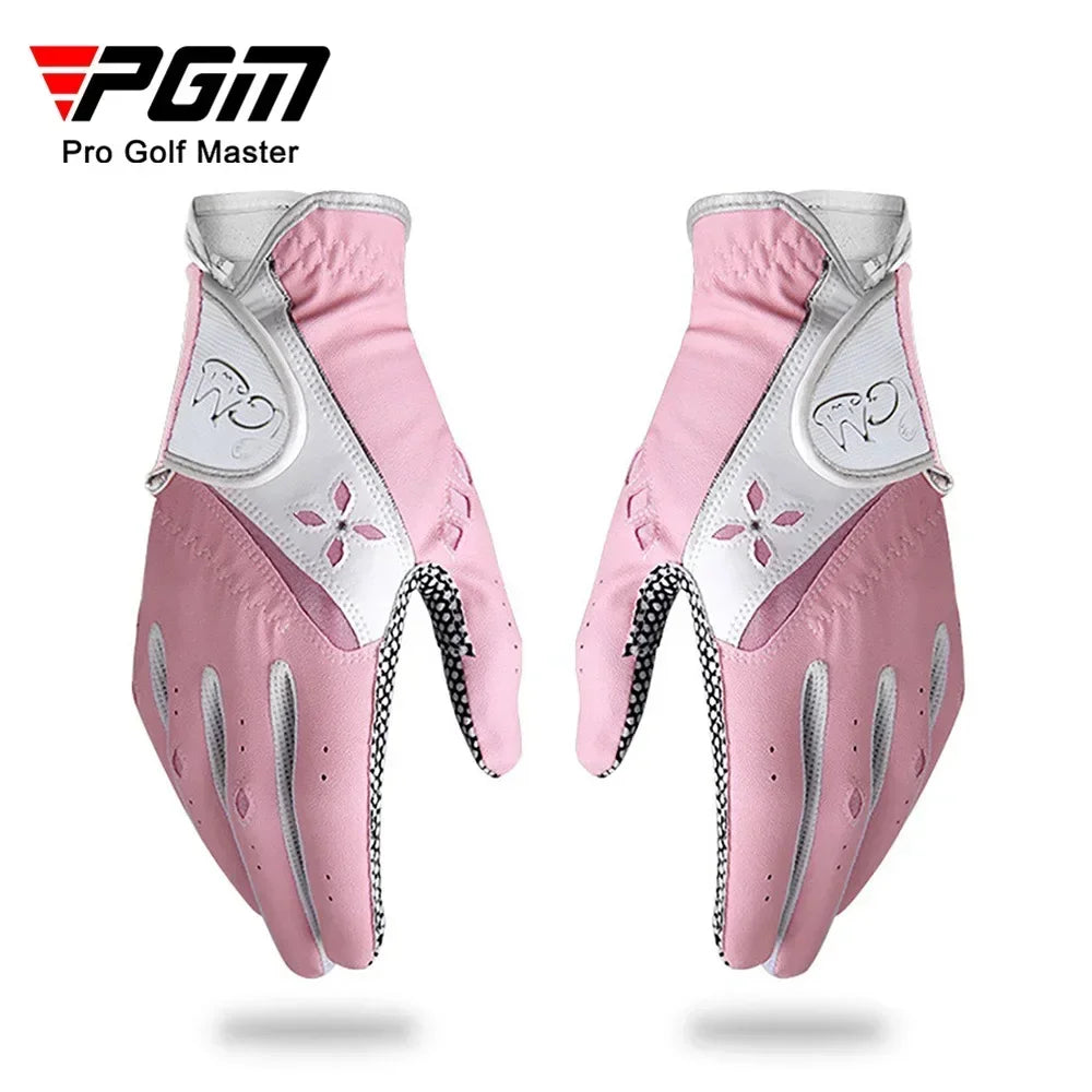 1 pairs Women Golf Gloves Soft Breathable PU Leather with Non-Slip Particle Outdoor Sports Wholesale Accessories