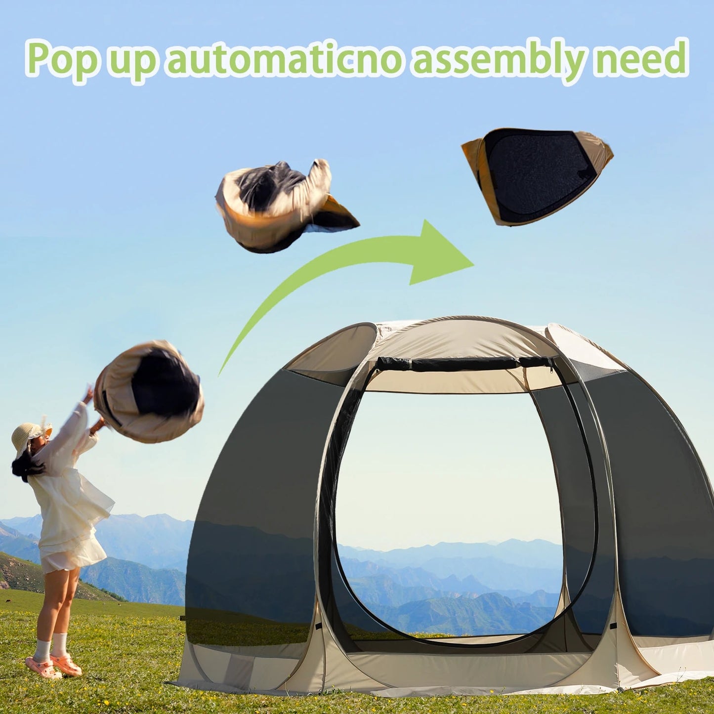 5-8 PERSON TENT | Portable Screen House Tent with Mosquito Net | Camping Backyard Patio & Protection Outdoor Shelter | Suitable for Family