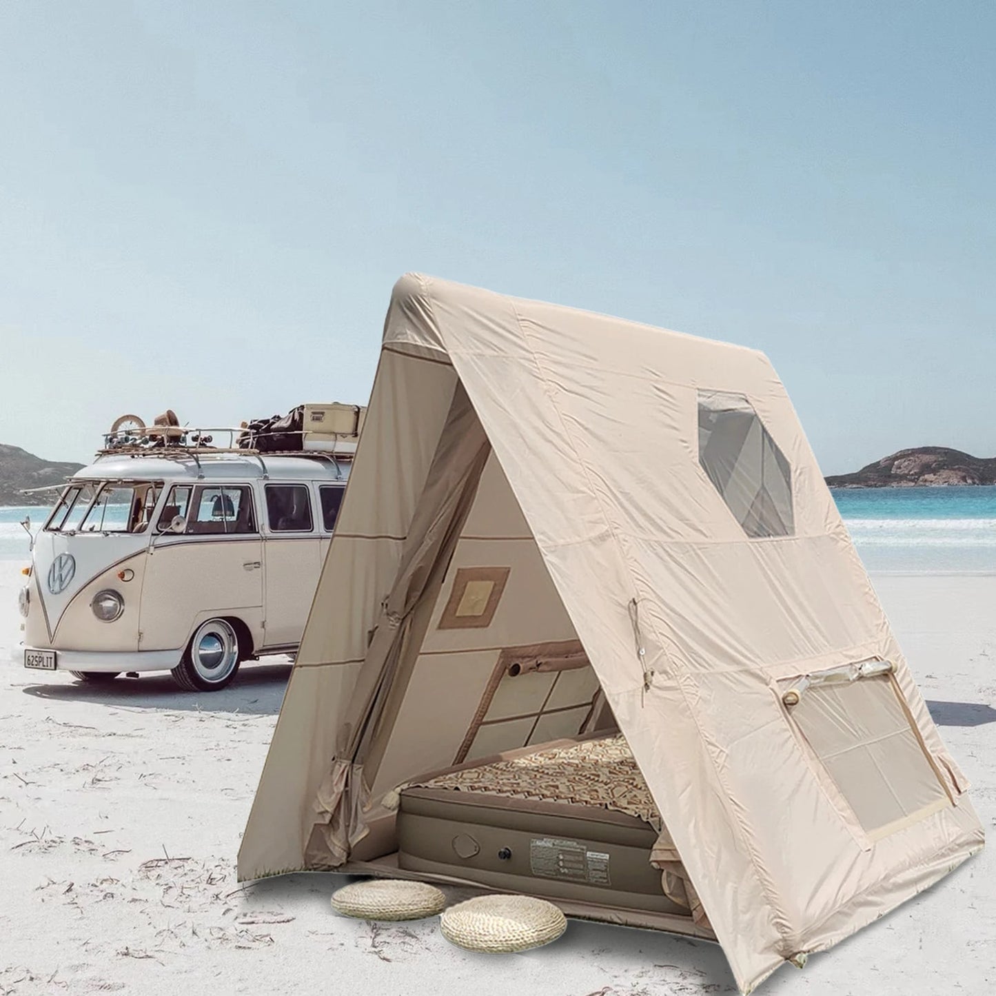 1-2 PERSON TENT Triangle Inflatable Camping Tent | Quick Setup | 4-Season Waterproof Windproof Outdoor Tent | Portable House Hiking & Fishing Special