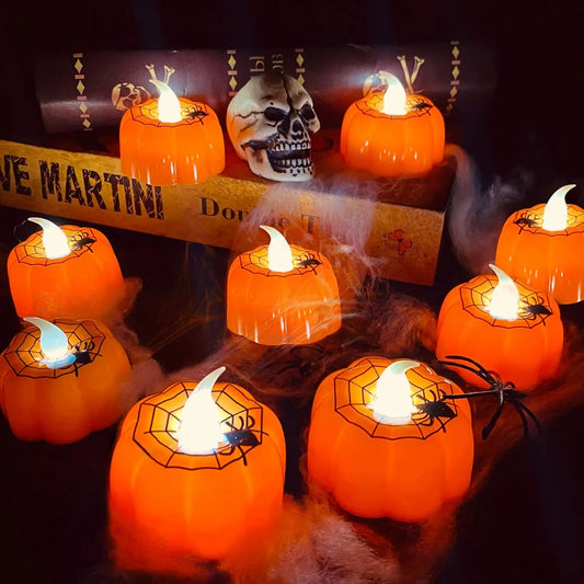 1-20PCS Halloween LED Pumpkin Electronic Candles Lights Halloween Horror Party Night Lights Home Porch Haunted House Decorations