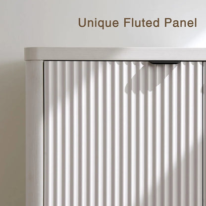 65" Buffet Sideboard with 4 Doors Adjustable Shelves Coffee Bar Console for Dining Living Entryway White Customized
