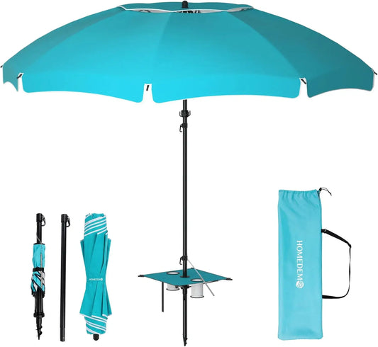 7FT Portable Folding Beach Umbrella for Sun Protection at Outdoor Events, Easy Setup