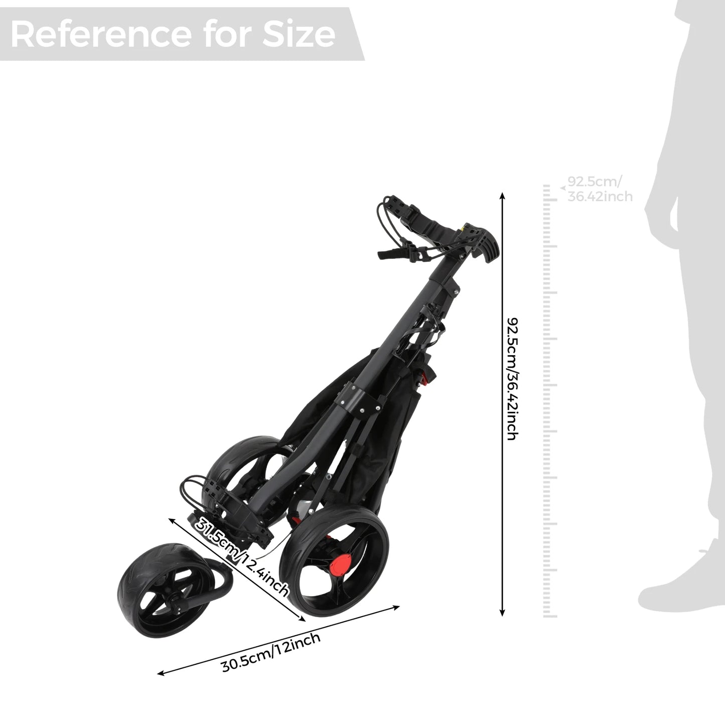 3 Wheel Foldable/Collapsible Golf Push Cart Ultra Lightweight Smallest Folding Size, New-Version Scorecard Holder Umbrella Holder Included