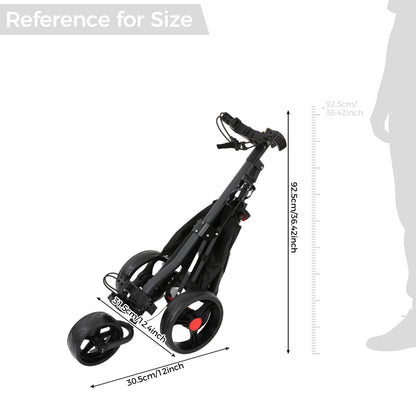 3 Wheel Foldable/Collapsible Golf Push Cart Ultra Lightweight Smallest Folding Size, New-Version Scorecard Holder Umbrella Holder Included
