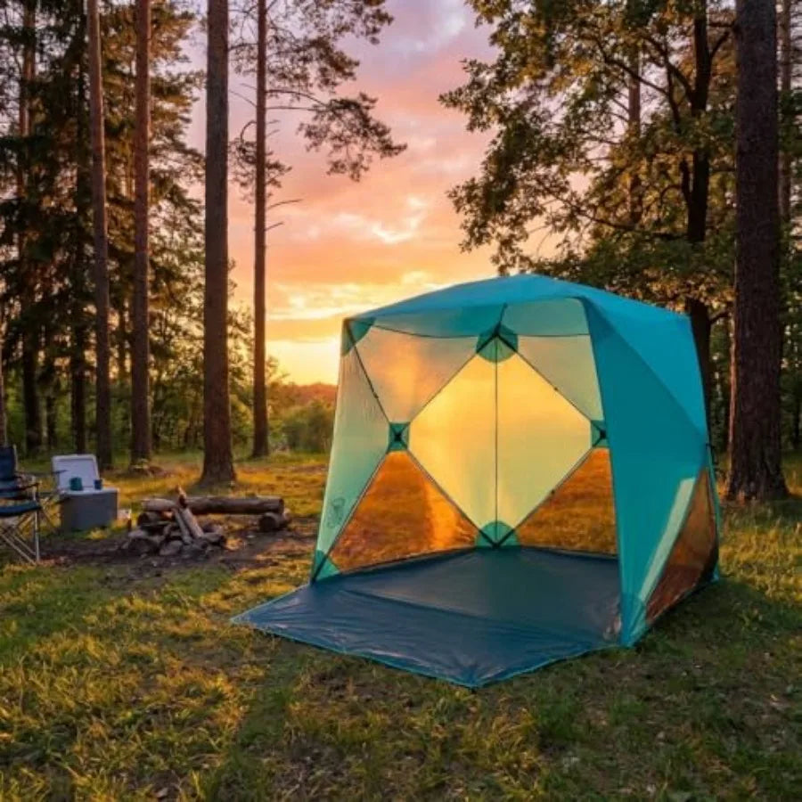 Beach Cube Pop Up Beach Tent Portable Shade Sun Shelter UPF50+ UV Protection for 4 Person Expandable Floor for Beach Fishing Hi