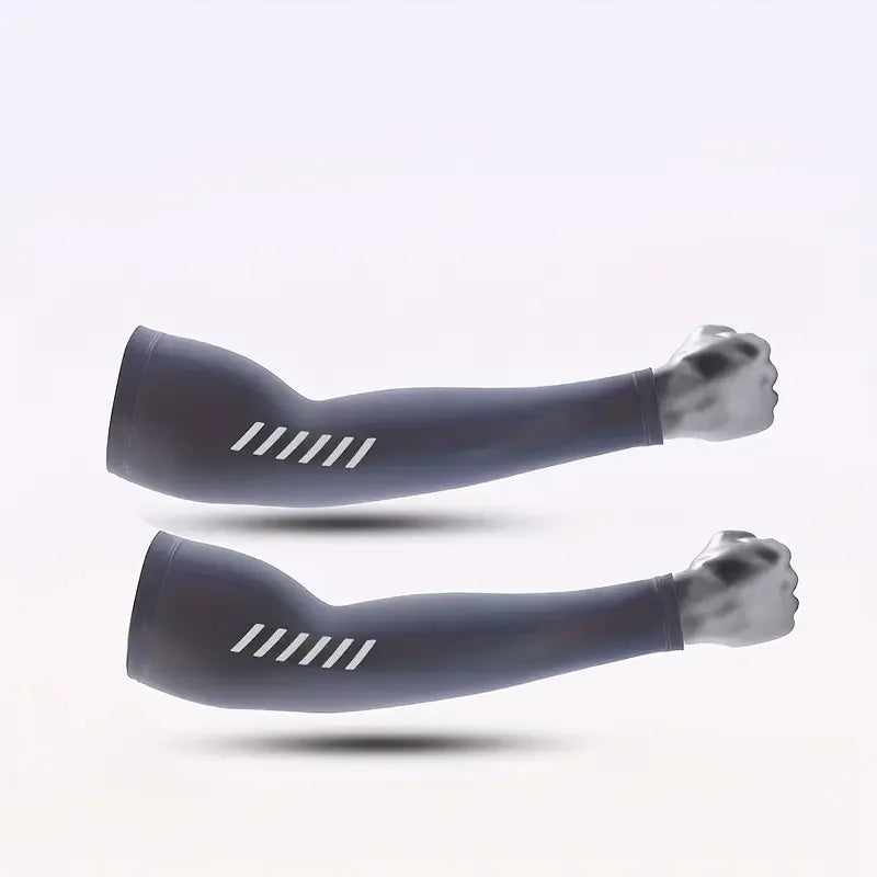 1 Pair Men's Lightweight Breathable Cooling Sports Sleeves Ice Silk Fabric Sweat-Absorbent for Cycling Fishing Running & Hiking