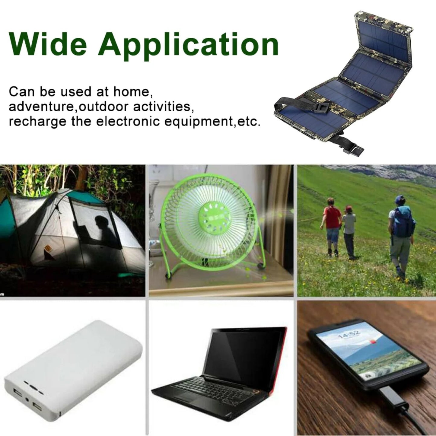 1pc Portable Foldable Solar Panel | 80W Power Output | USB Interface | For Outdoor Travel And Camping
