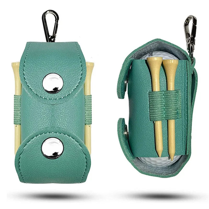 Waist Golf Bag with Metal Buckle, Mini Ball Storage Bag with PU Leather Golf Strap, Golf Accessory Bag