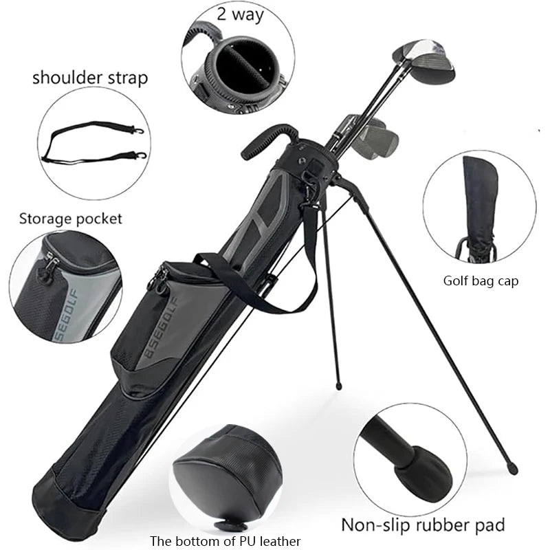 A Lightweight Golf Bag for Practice Can Hold 6-7 Golf Clubs And Comes with a Cap Suitable for Both Men And Women.