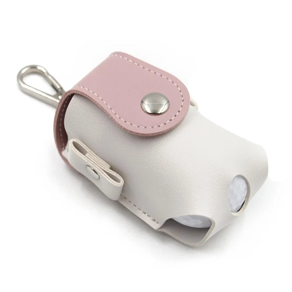 Sports Bag Mini Golf Ball Waist Bag PU Leather 2 Balls Golf Belt Bag Storage Case Metal Buckle Golf Ball Container Waist Carry