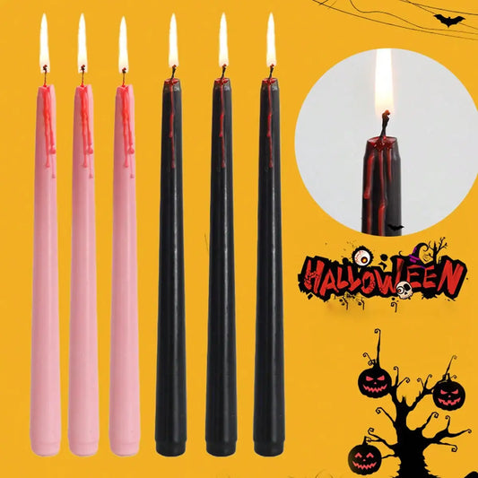 4 Pack Vampire Tears Taper Candles, 9.84inch Horror Blood Drop Candle Set, For Halloween Party Gothic Home Decor Ornaments