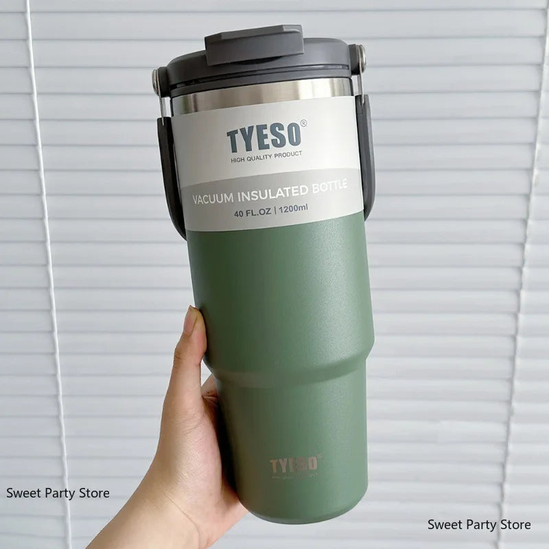 Tyeso1200ML Stainless Steel Thermos Bottle Car Coffee Cup Sports Water Bottles Keeps Cold and Heat Thermal Mug