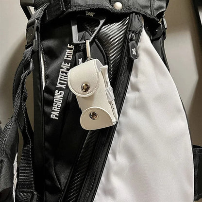 Waist Golf Bag with Metal Buckle, Mini Ball Storage Bag with PU Leather Golf Strap, Golf Accessory Bag