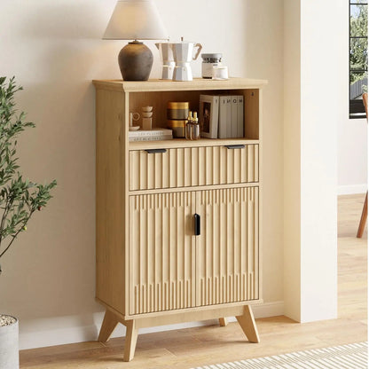 65" Buffet Sideboard with 4 Doors Adjustable Shelves Coffee Bar Console for Dining Living Entryway White Customized