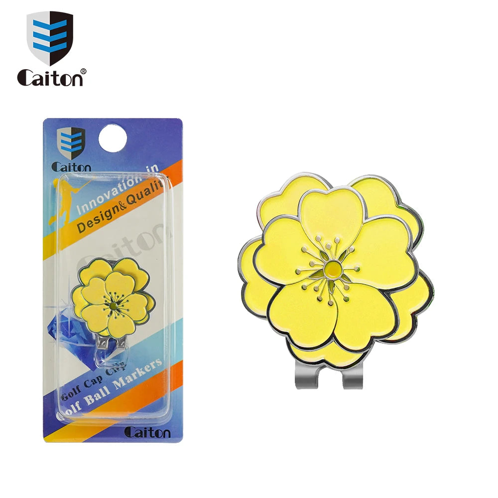 Caiton Rose Flower Golf Hat Clip Magnetic Ball Marker Anti-Rust Cap Belt Clip Accessory Gift for Women Men Golfers Putting Green