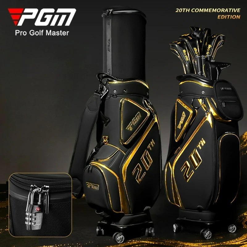 PGM Golf bag Men's and Women's Hard-Shell Telescopic Cap Golf Bag Omni-directional four-wheel push suitcase for air transport