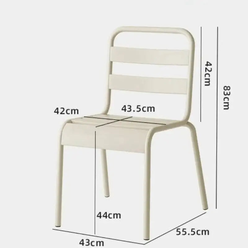 Nordic Outdoor Chair Simple Living Room Chair Home Iron Stackable Leisure Dining Table Chairs Outdoor Balcony Garden Chairs