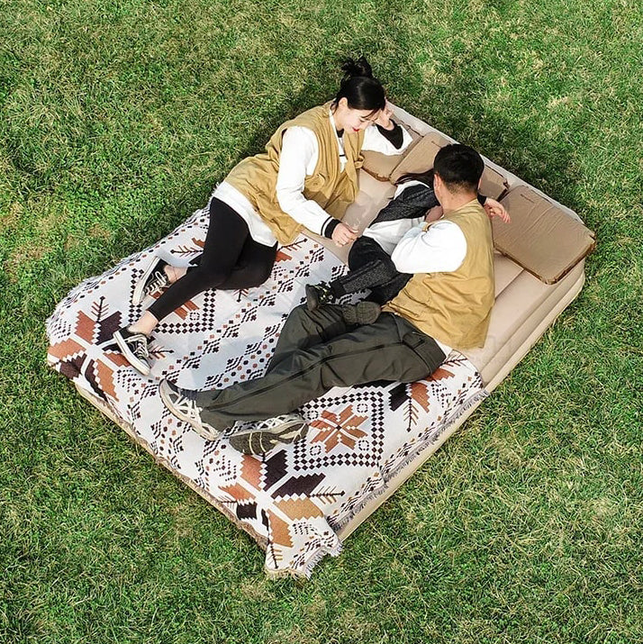 2-Person Flocked Air Mattress Set | 195×150×25cm Dimensions | Electric Pump Included | Full Kit (Bags Pillows Patches)