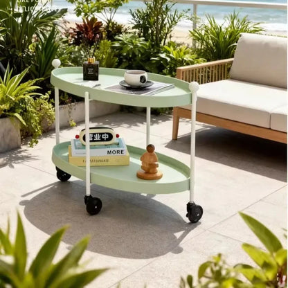 Nordic-Style Mobile Cart Living Room Sofa Side Storage Table Minimalist Home Decor with Wheels Multi-Purpose Coffee Table