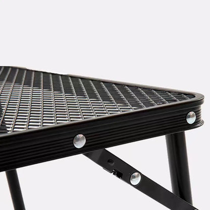 Small Foldable Table Beach Table With Mesh Desktop 23.6 X 15.7 Inch Metal Desk For Cooking Grilling Tailgate Backyard Fishing