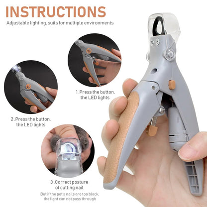 LED Light Pet Nail Clipper | With Amplification Function | Dog Cat Special | Nail Trimmer Tool | Pet Grooming Cleaning Supplies