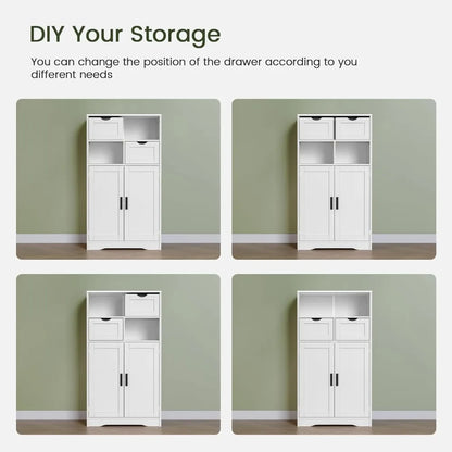 bathroom cabinet with doors and drawers, freestanding bathroom storage cabinet, adjustable shelves, for living room, kitchen, h