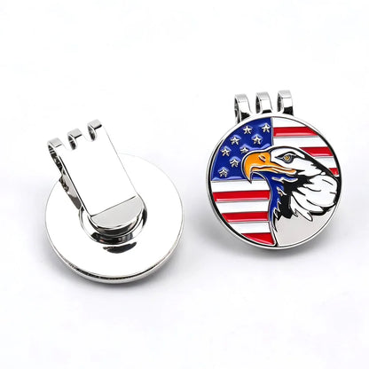 Funny American Flag Golf Ball Marker with Magnetic Hat Clip, USA Eagle Golf Accessories Gifts for Men Women, Removable Hat Clip