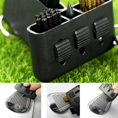 3 in 1 Golf Club Cleaning Brush Training Accessories Pocket Portable Multifunctional Golf Club Wedge Ball Groove Putter Cleaning