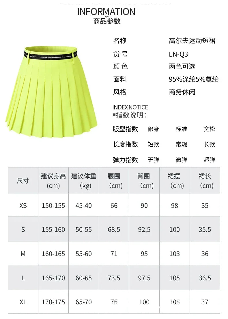 Golf  Skirts For Women High Waist Double Layer Pleated Skirt Gym Sports Fitness Running Yoga Soft Athletic Workout Skort