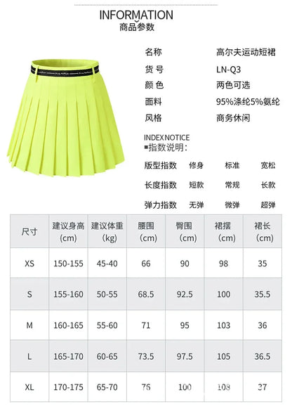 Golf  Skirts For Women High Waist Double Layer Pleated Skirt Gym Sports Fitness Running Yoga Soft Athletic Workout Skort