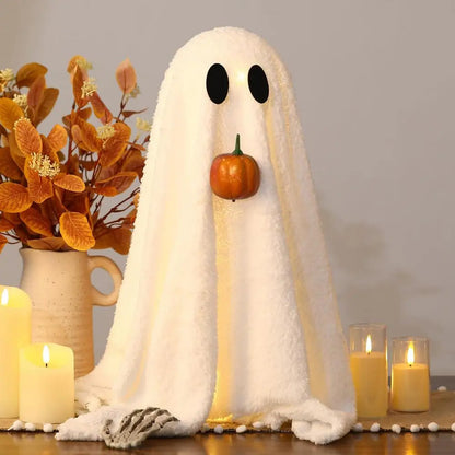 Halloween Light-Up Ghost Decoration | Spooky LED Ghosts with Pumpkin | Holiday Horror Decor Props